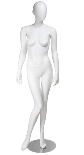 Abstract Head Female Mannequin Matte White - Knee Bent
