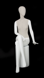 Linen Mixed Fabric Seated Female Mannequin