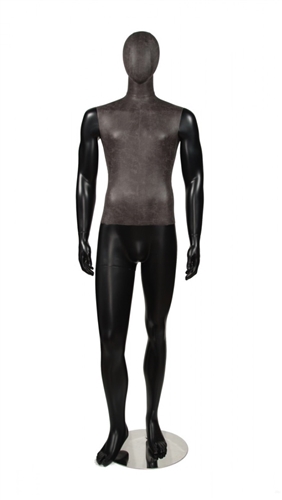 Black Leatherette Mixed Fabric Male Mannequin