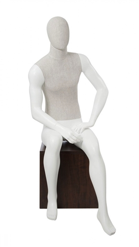 Linen Mixed Fabric Male Seated Mannequin