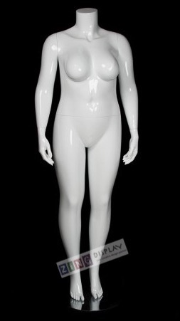 Glossy White Plus Size Headless Female Mannequin