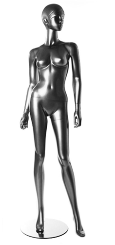 Glossy Black Retro Abstract Female Mannequin - Looking Left