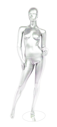 Pearl White Retro Abstract Female Mannequin - Left Hand on Hip