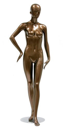 Metallic Bronze Retro Abstract Female Mannequin - Right Arm Bent