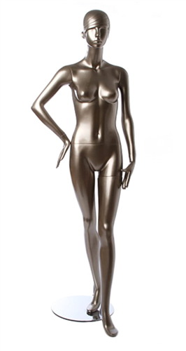 Metallic Pewter Retro Abstract Female Mannequin - Right Arm Bent
