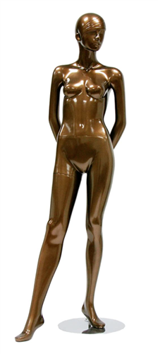 Metallic Bronze Retro Abstract Female Mannequin - Hands Behind Back