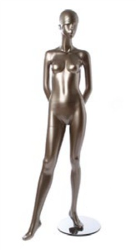 Metallic Pewter Retro Abstract Female Mannequin - Hands Behind Back