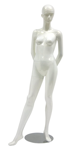 Pearl White Retro Abstract Female Mannequin - Hands Behind Back