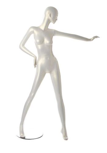 Pearl White Retro Abstract Female Mannequin - Left Hand Out