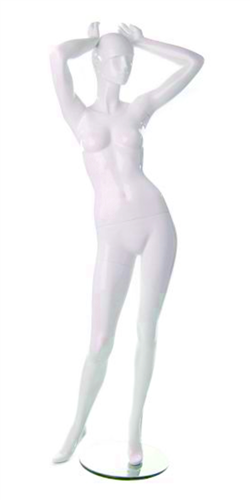 Pearl White Retro Abstract Female Mannequin - Arms Up