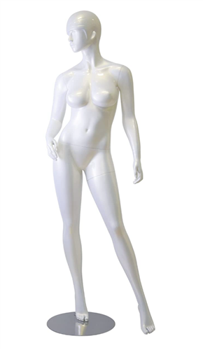 Pearl White Retro Abstract Female Mannequin - Left leg out