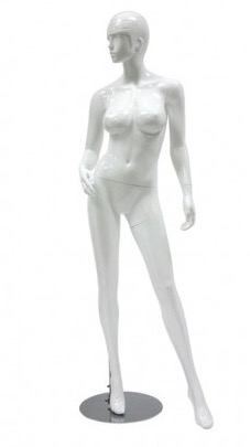 Glossy White Retro Abstract Female Mannequin - Left leg out