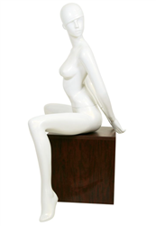Glossy White Retro Abstract Female Mannequin - Sexy Seated Pose