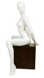 Pearl White Retro Abstract Female Mannequin - Sexy Seated Pose
