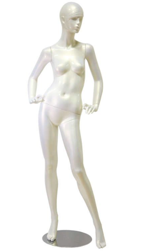 Pearl White Retro Abstract Female Mannequin - Hands on Hips