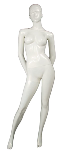 Big Breasted Modish Unbreakable Glossy Pearl White Female Abstract Mannequin Arms Behind Back