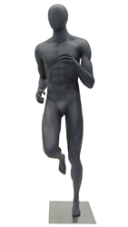 Athletic Gray Egghead Male Runner Mannequin