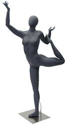 Athletic Gray Egghead Female Yoga Mannequin - Dancer Pose