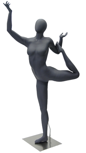 Athletic Gray Egghead Female Yoga Mannequin - Dancer Pose