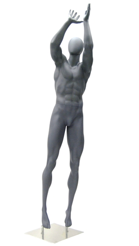 Athletic Gray Egghead Male Basketball Mannequin