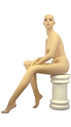 Seated Female Mannequin in Fleshtone with Realistic Facial Features