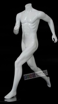 Headless Male Running Mannequin Glossy White