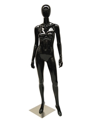 Glossy Black Female Mannequin with Egghead