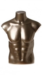 Headless Male Metallic Gold Freestanding 1/2 Torso Form