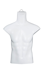 Headless Male Matte White Freestanding 1/2 Torso Form