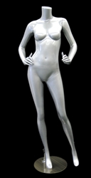 Glossy Silver Headless Female Mannequin