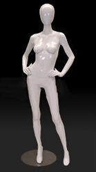 Egghead Female Mannequin in Glossy White with Hands on Hips