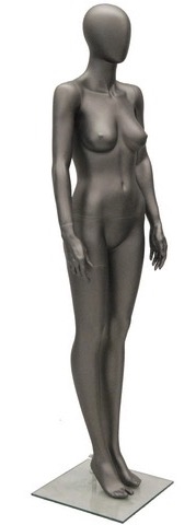 Standing PoseMetallic Gray Egghead Female Mannequin