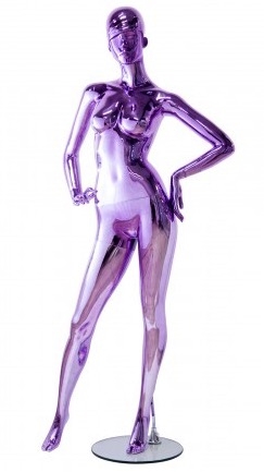 Unbreakable Metallic Purple Female Egghead Mannequin Hands on Hips