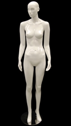 White Mannequin Abstract Head Female with Arms at Sides