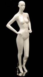 White Mannequin Abstract Head Female with Hands on Hips