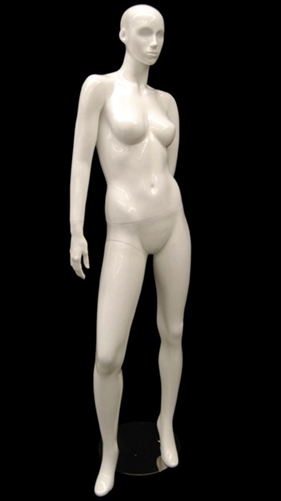 White Mannequin Abstract Head Female with Left Hand Behind Back