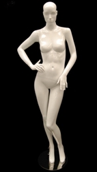 White Mannequin Abstract Head Female right hand on hip sassy pose