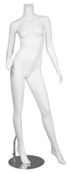 Female Mannequin Glossy White Headless Changeable Heads - Right Hip Out