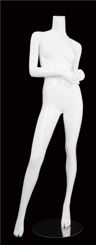Female Mannequin Glossy White Headless Changeable Heads - Hands in Front