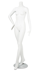 Female Mannequin Matte White Headless Changeable Heads - Right Arm Bent