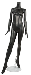 Female Mannequin Matte Black Headless Changeable Heads - Right Leg Out