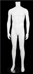 Male Mannequin Glossy White Headless Changeable Heads