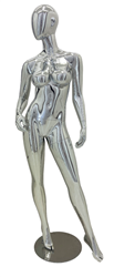 Female Egghead or Headless Mannequin Silver Chrome - Pose 10