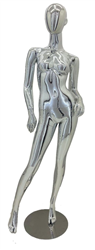 Female  Egghead or Headless Mannequin Silver Chrome - Pose 6