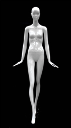 Slender Abstract Female Mannequin Glossy White Hands Flared