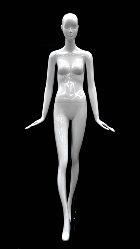 Slender Abstract Female Mannequin Glossy White Hands Flared