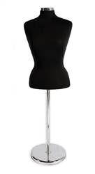 Black Female Blouse Form with Chrome Base and Neckcap