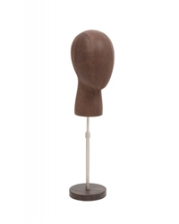 Brown Leatherette Egghead Form Display with Adjustable Base