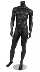 Male Mannequin Matte Black Headless Changeable Heads - Right Leg Out