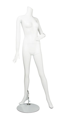 Matte White Headless Female Mannequin with Arm Bent